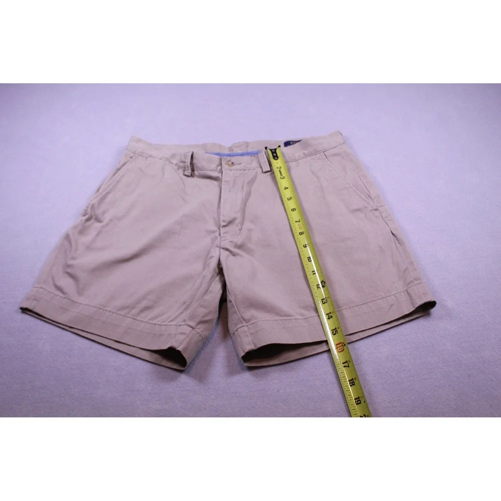 Polo Ralph Lauren Mens Chino Shorts Tan Khaki Cotton Flat Front Size 34